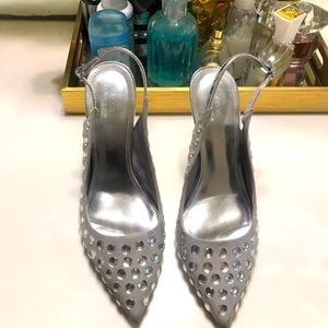 Silver holiday sling back